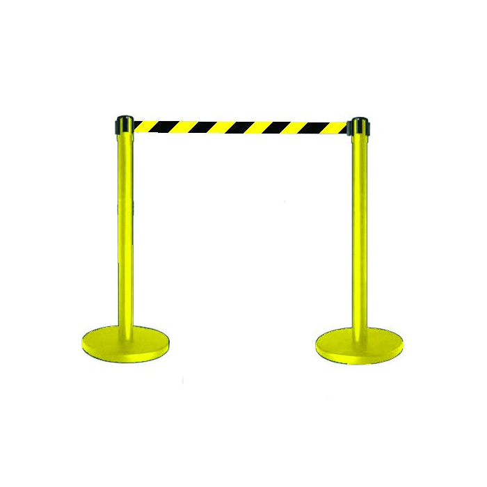 Tensabarrier® Yellow Post With Yellow & Black Webbing