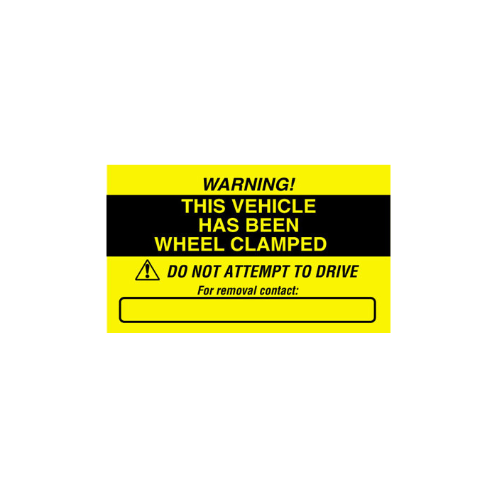 This Vehicle Has Been Wheel Clamped Labels