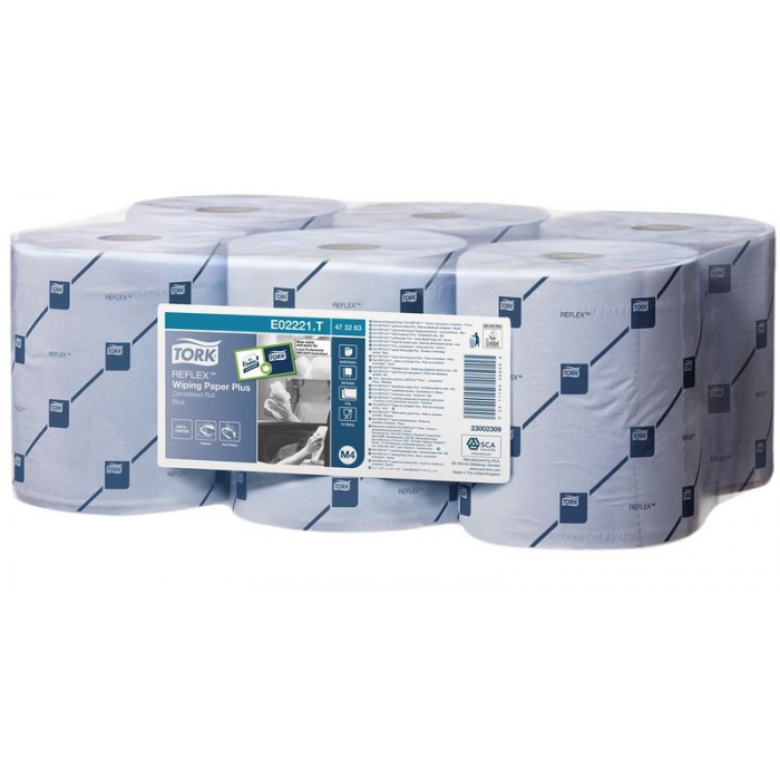 Tork® Reflex Wiping Paper Pack of 6 Rolls Colour Blue