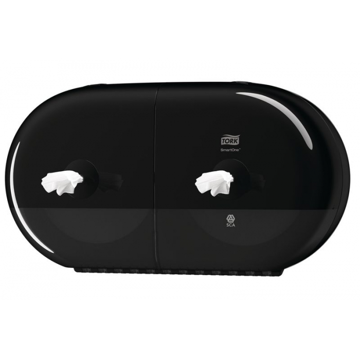 Tork® Smart One Mini Twin Toilet Tissue Dispenser Black