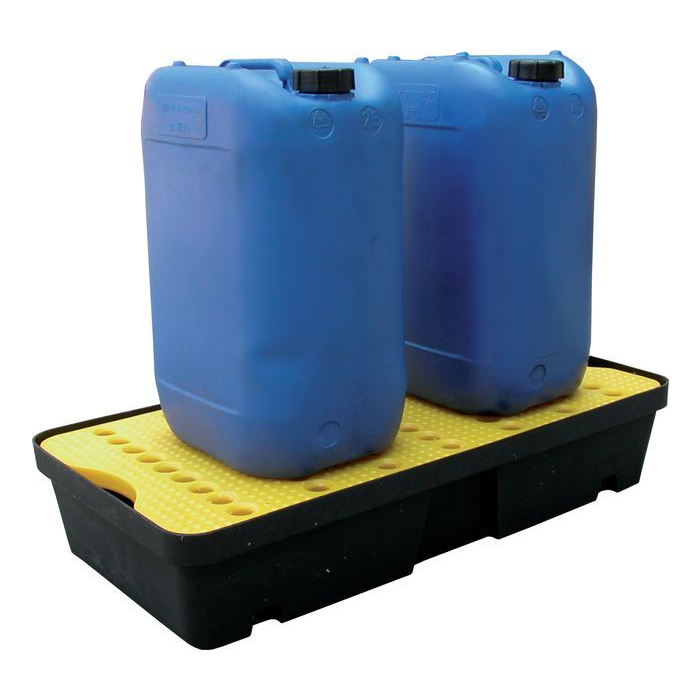 Two 25 Litre Drum Spill And Drip Trays, Ideal for storage, but more importantly the drip trays will keep your working environment safer and cleaner, Polyethylene construction is resistant to most substances and easy to clean.