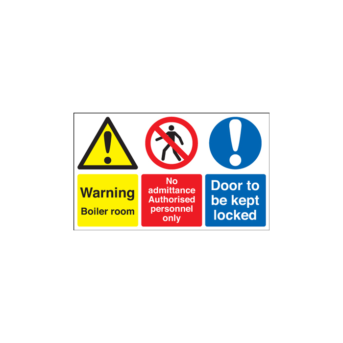 Warning Boiler Room Door To Be Kept Locked Sign