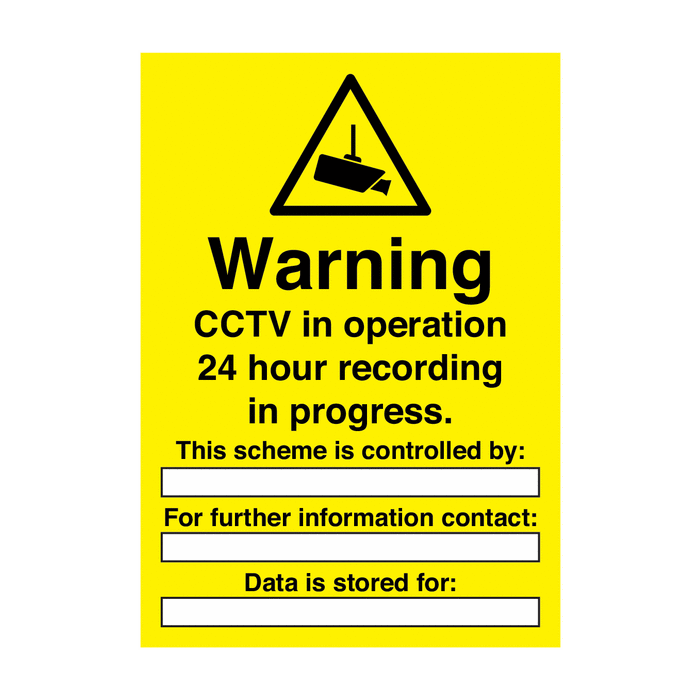 Warning CCTV In Operation 24 Hour Recording Write On Signs