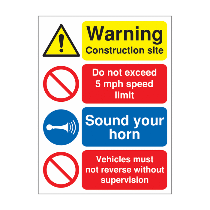 Warning Construction Site Sound Your Horn Sign