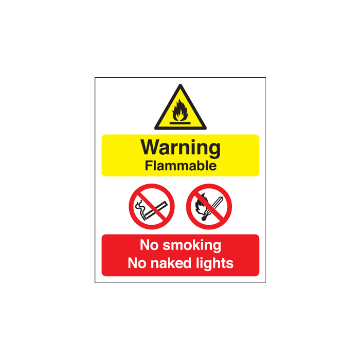 Warning Flammable No Smoking Multi Message Sign