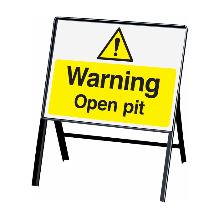 Warning Open Pit Stanchion Hazard Warning Sign