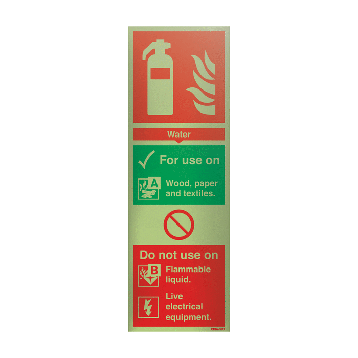 Water Fire Extinguisher Xtra-Glo Acrylic Information Signs