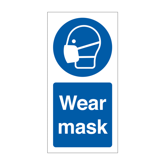 Wear Mask Vinyl Safety Labels On-a-Roll