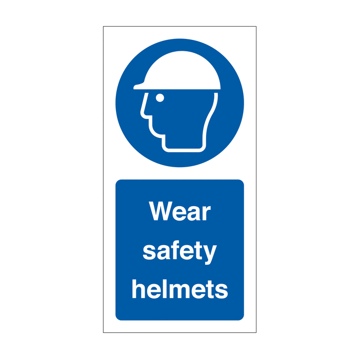 Wear Safety Helmets Vinyl Safety Labels On-a-Roll