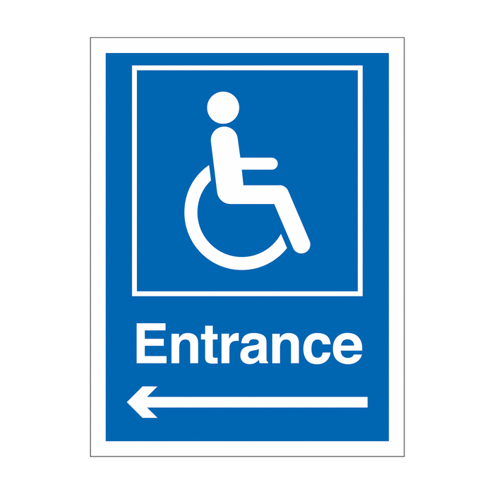 Wheelchair Accessible Entrance Arrow Left Sign