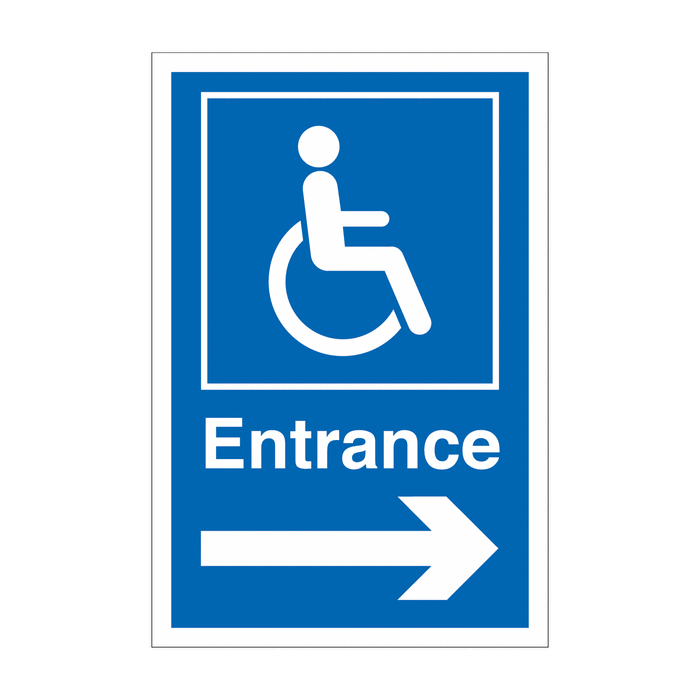 Wheelchair Accessible Entrance With Right Arrow Signs