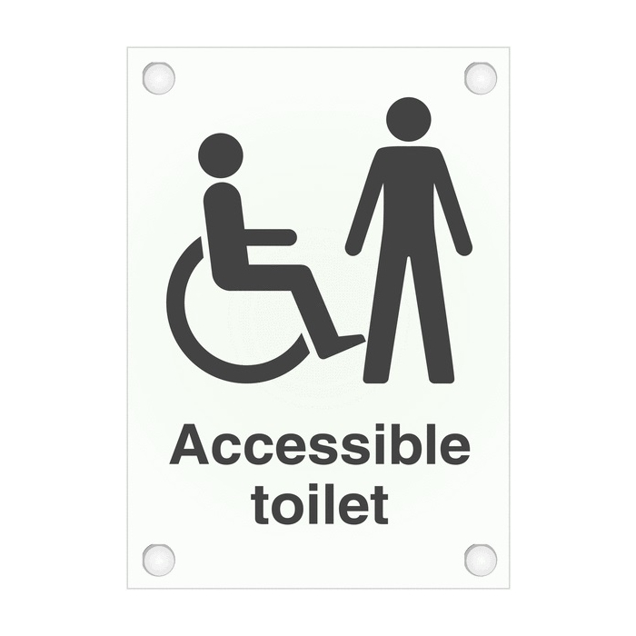 Wheelchair And Male Accessible Toilet Sign In Frosted Acrylic