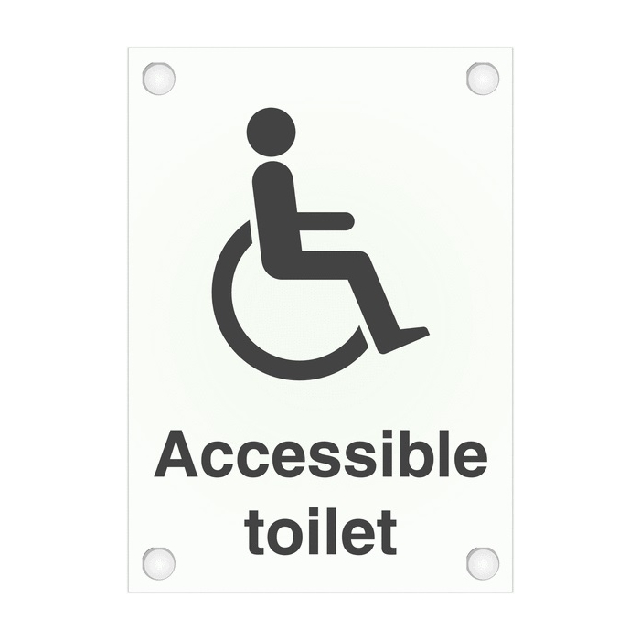 Accessible Wheelchair Toilet Sign In Frosted Acrylic