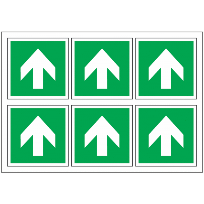 Green White Arrow Vinyl Safety Labels On-a-Sheet
