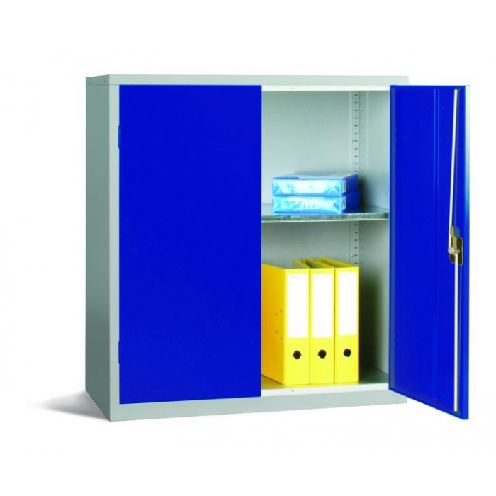 Workplace Storage Cupboard 2 Doors 1 Shelve Blue Doors
