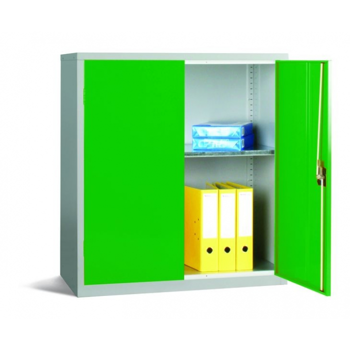 Workplace Storage Cupboard 2 Doors 1 Shelve Green Doors