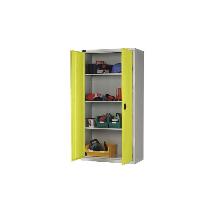 Workplace Storage Cupboard 2 Doors 3 Shelves Yellow Doors