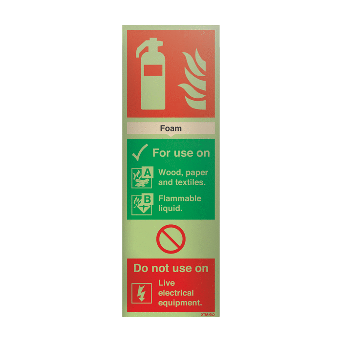 Xtra-Glo Acrylic Foam Fire Extinguisher Information Signs