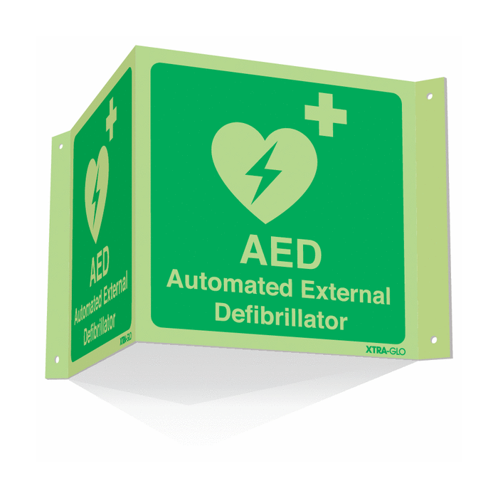 Xtra Glo AED Photoluminescent External Defibrillator Projecting Sign