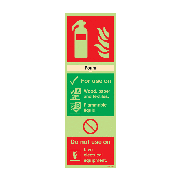 Xtra-Glo Aluminium Foam Extinguisher Identification Sign