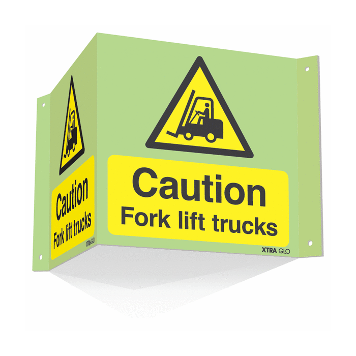 Highly Photoluminescent Projecting 3D Fork Lift Warning Sign