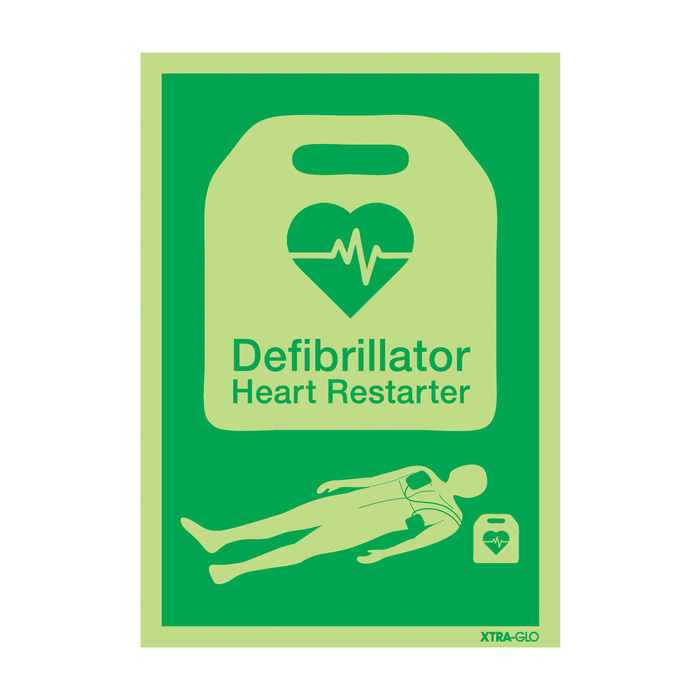Xtra Glo Defibrillator Heart Restarter Sign