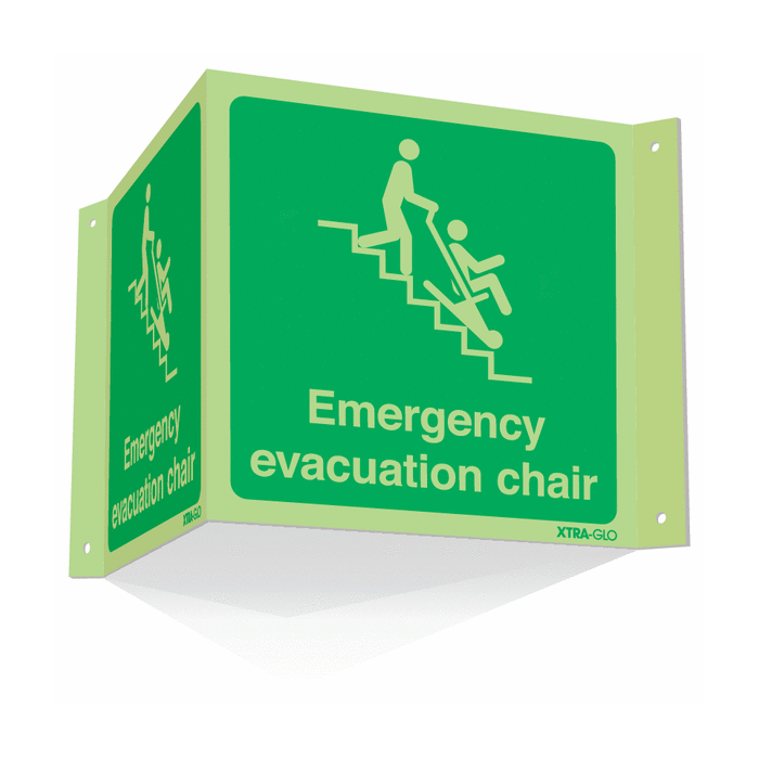 Photoluminescent Projecting 3D Evacuation Chair Sign