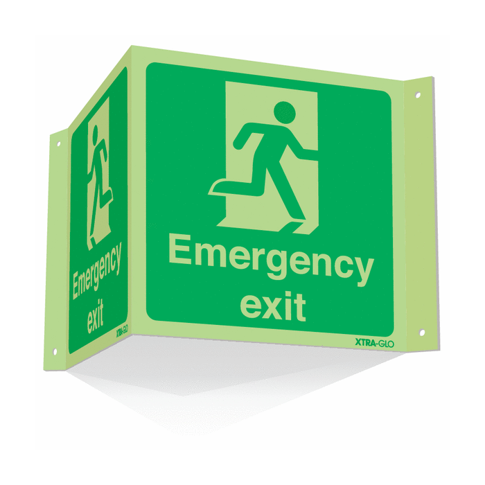 Photoluminescent Emergency Exit Projecting 3D Sign