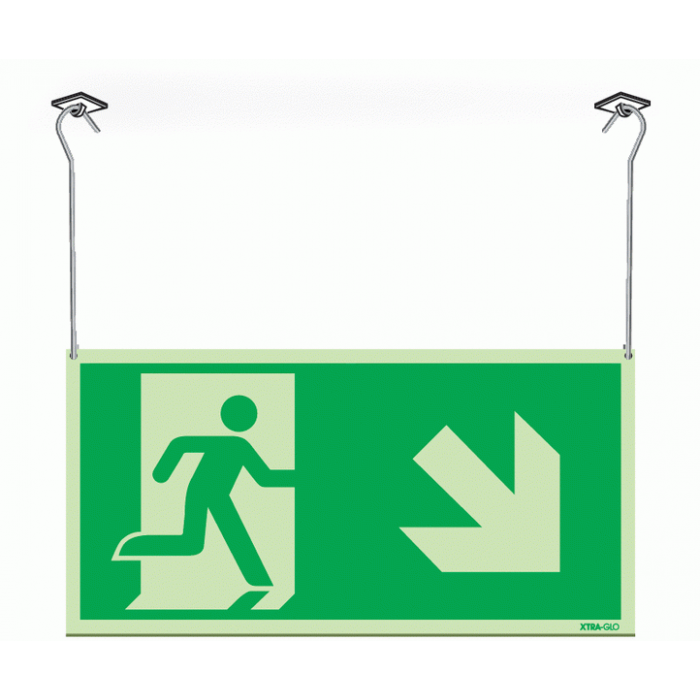 Xtra-Glow Exit Arrow Down Right Symbol Hanging Sign