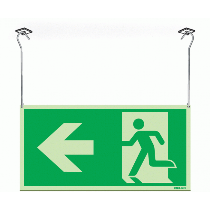 Xtra-Glow Exit Arrow Left Symbol Hanging Sign