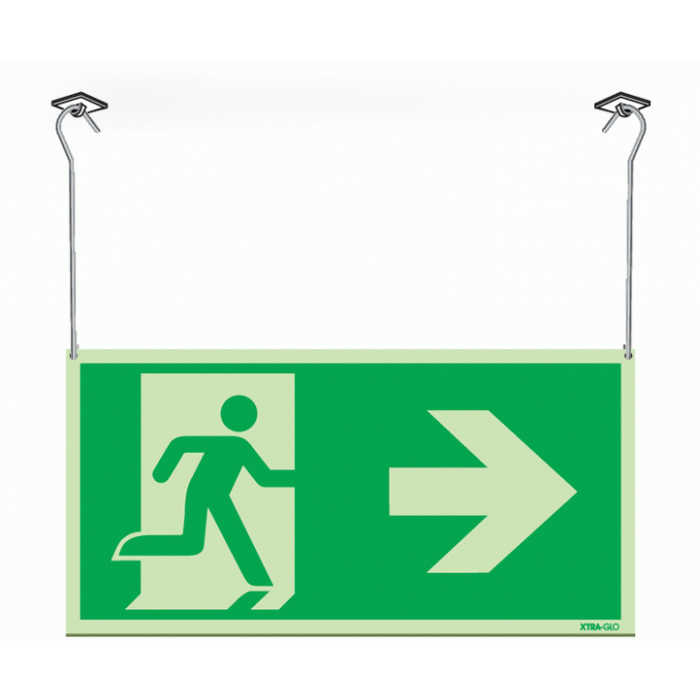 Xtra-Glow Exit Arrow Right Symbol Hanging Sign
