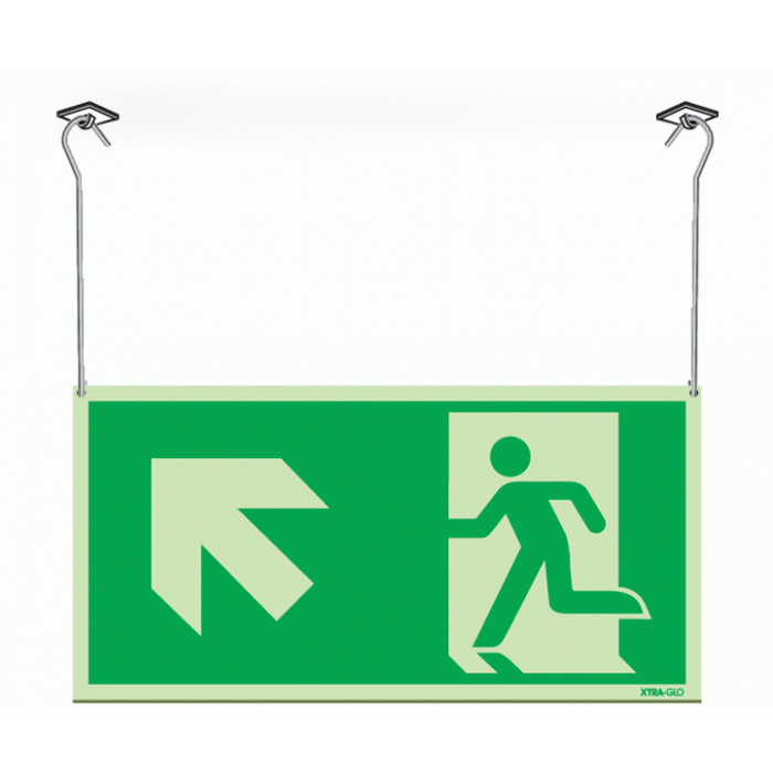 Xtra-Glow Exit Arrow Up Left Symbol Hanging Sign