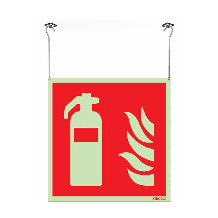 Highly Photoluminescent Double Sided Fire Extinguisher Hanging Signs