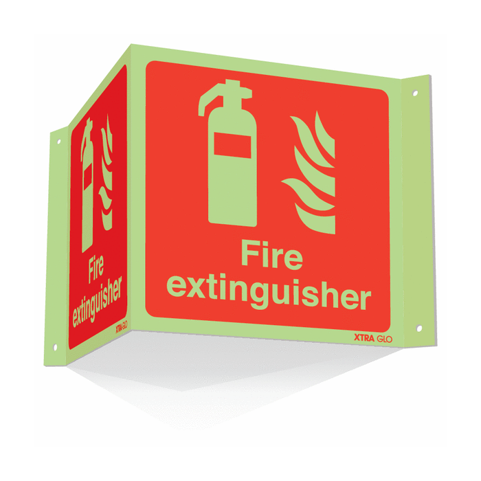 Photoluminescent Fire Extinguisher Projecting 3D Sign