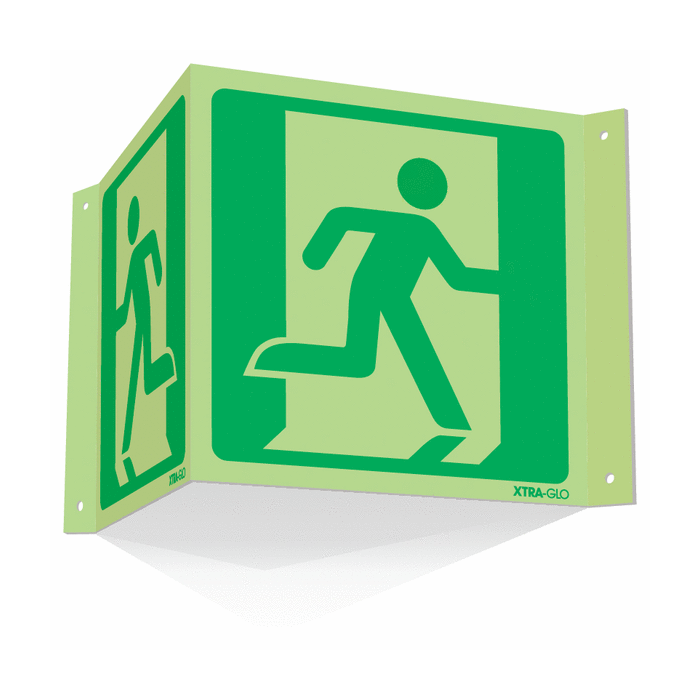 Photoluminescent Projecting 3D Running Man Exit Signs
