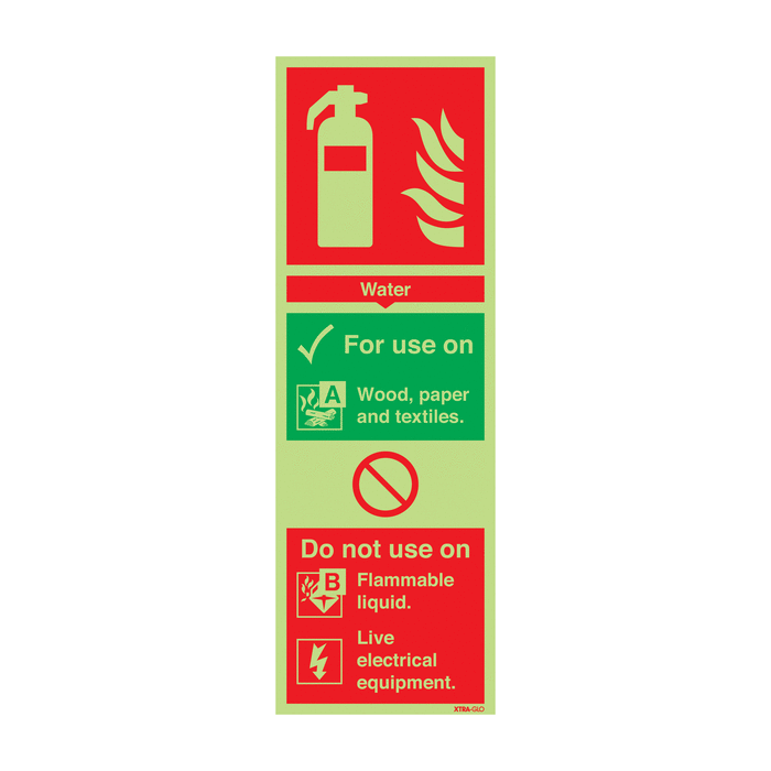 Xtra-Glo Water Fire Extinguisher Aluminium Sign