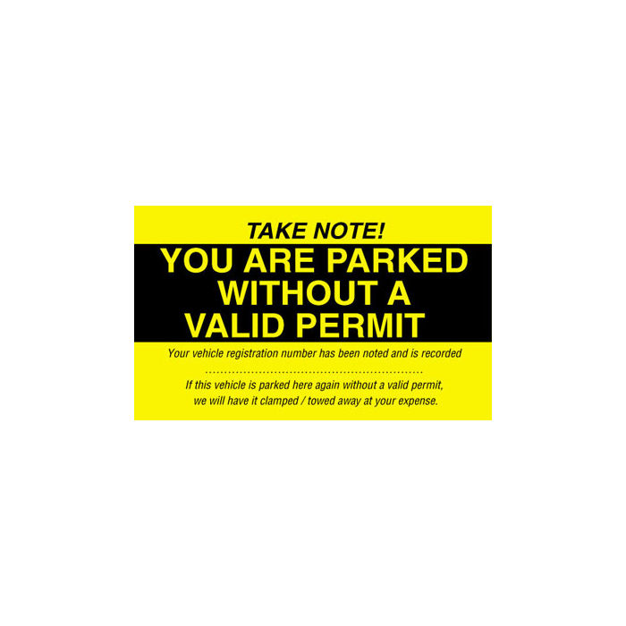 You Are Parked Without A Valid Permit Labels