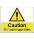 Gritting In Operation Stanchion Warning Sign