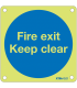 Fire Exit Keep Clear Photoluminescent Aluminium Signs