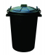 Heavy Duty Plastic Clip Lid Waste Containers In Black 85 Litres