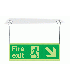 Photoluminescent Fire Exit Running Man Arrow Down Right Hanging Signs