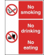 No Smoking No Drinking No Eating Tabletop Sign