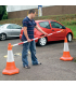 Retractable Barrier Cone Pole  Black And Yellow