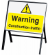 Warning Construction Traffic Stanchion Sign