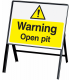 Warning Open Pit Stanchion Hazard Warning Sign