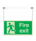 Xtra Glow Double Sided Fire Exit Man Left Hanging Sign