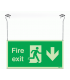 Xtra-Glow Fire Exit Arrow Down Hanging Sign