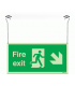 Xtra-Glow Fire Exit Arrow Down Right Hanging Sign