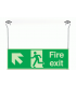 Xtra-Glow Fire Exit Arrow Up Left Hanging Sign