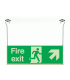 Xtra-Glow Fire Exit Arrow Up Right Hanging Sign